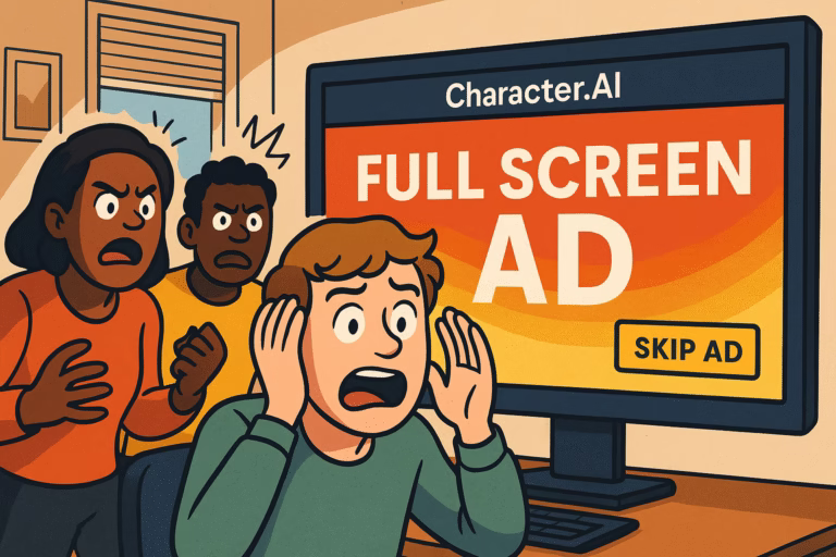 Character AI Full Screen Ads Spark Outrage