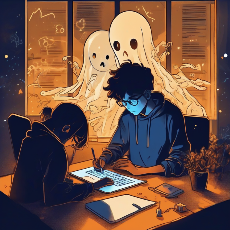 AI companion as creative writing partner at night